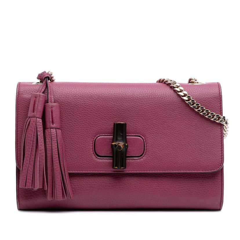 Gucci Medium Leather Miss Bamboo Crossbody Pink Leather Good condition - Front View