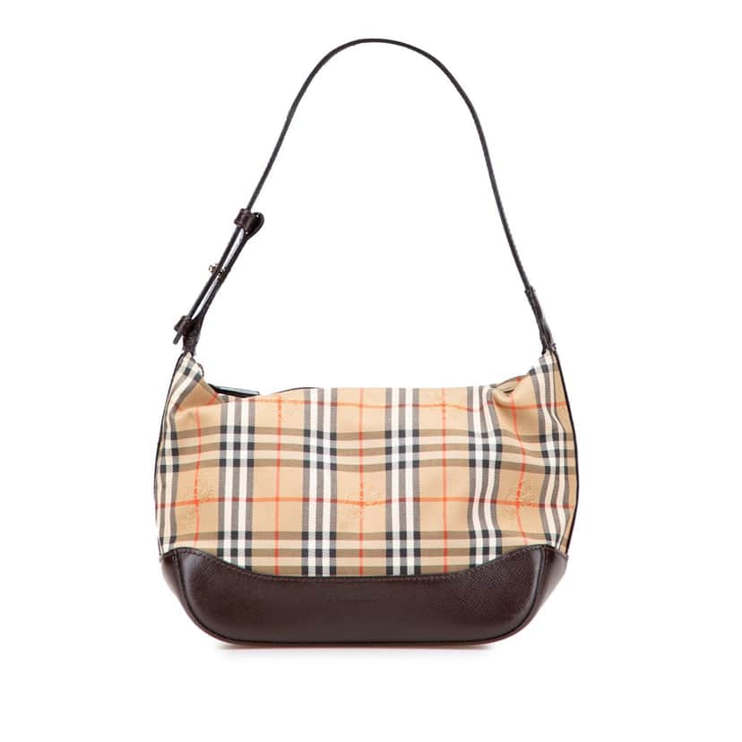 Burberry Haymarket Check Canvas Shoulder Bag Brown Canvas Good condition - Front View