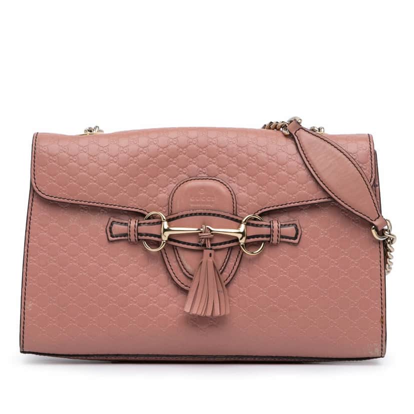 Gucci Medium Microguccissima Emily Shoulder Bag Pink Leather Fair condition - Front View