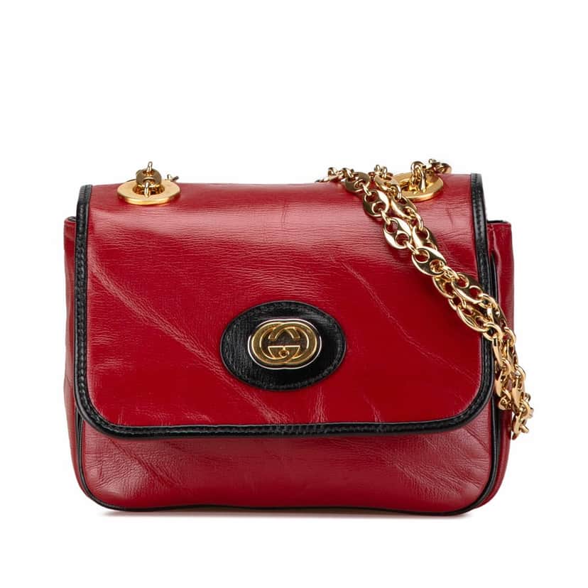 Gucci Mini Leather Marina Shoulder Bag Red Leather Good condition - Front View