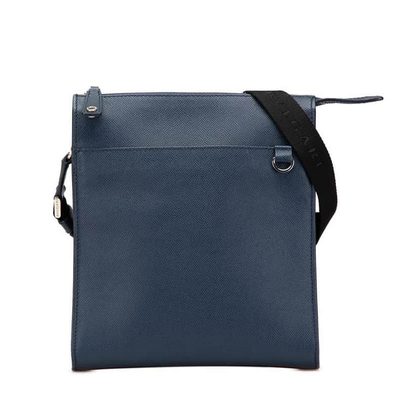 Bvlgari Leather Crossbody Blue Leather Good condition - Front View