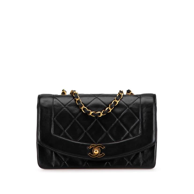 Chanel Small Lambskin Diana Flap Black Leather Good condition - Front View