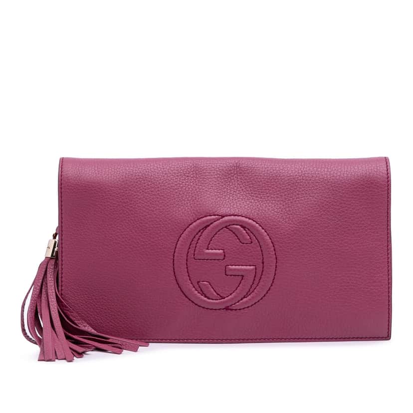 Gucci Leather Soho Disco Clutch Pink Leather Good condition - Front View
