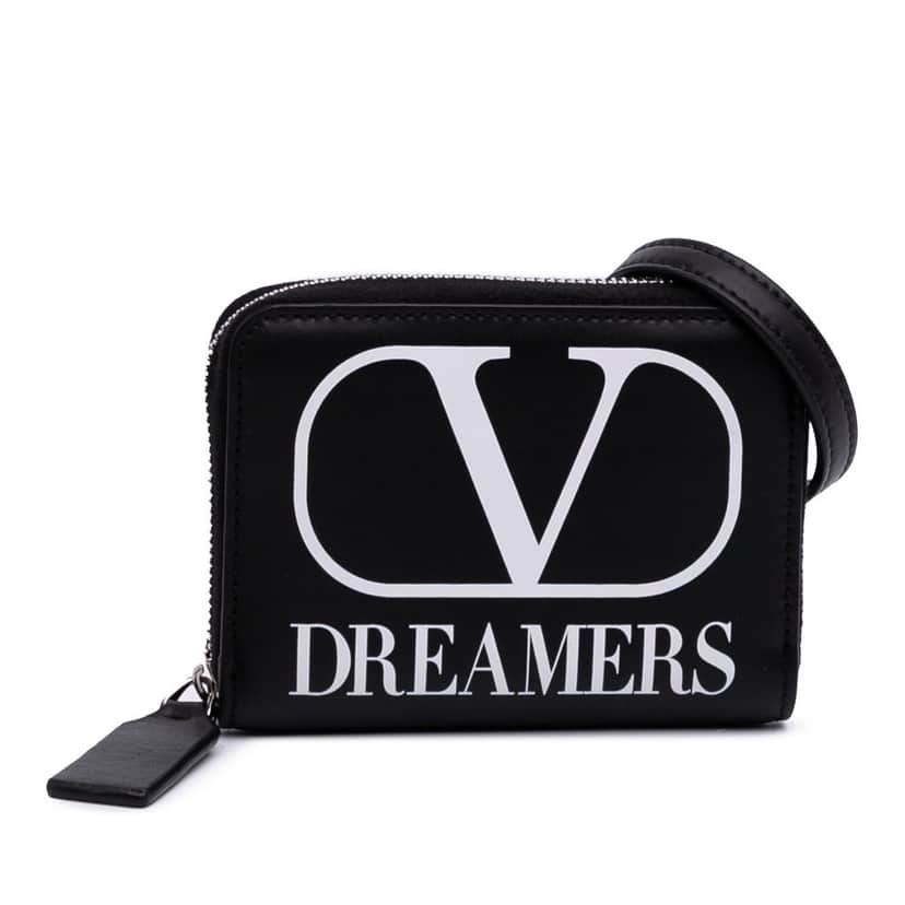 Valentino Leather VLogo Dreamers Neck Wallet Black Leather Good condition - Front View