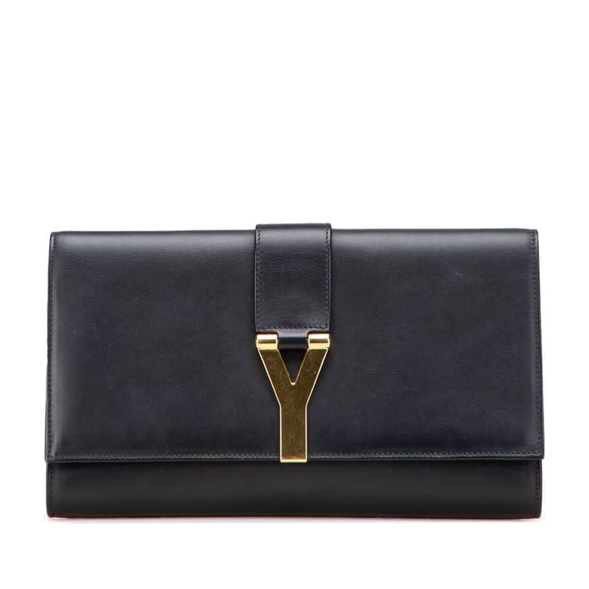Saint Laurent Leather Ligne Y Clutch Black Leather Good condition - Front View