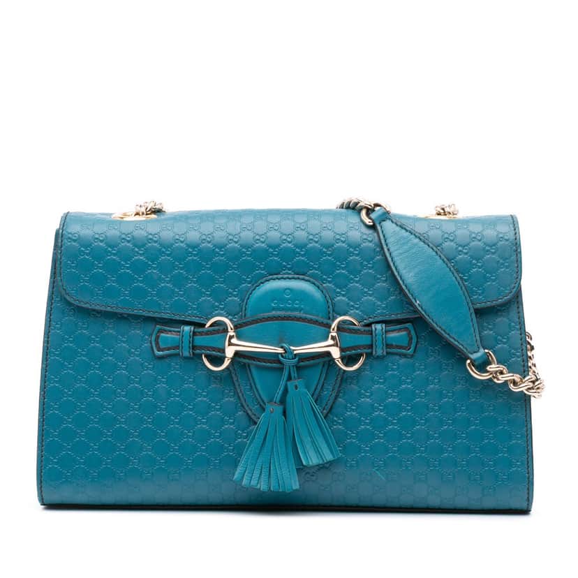 Gucci Medium Microguccissima Emily Shoulder Bag Blue Leather Good condition - Front View