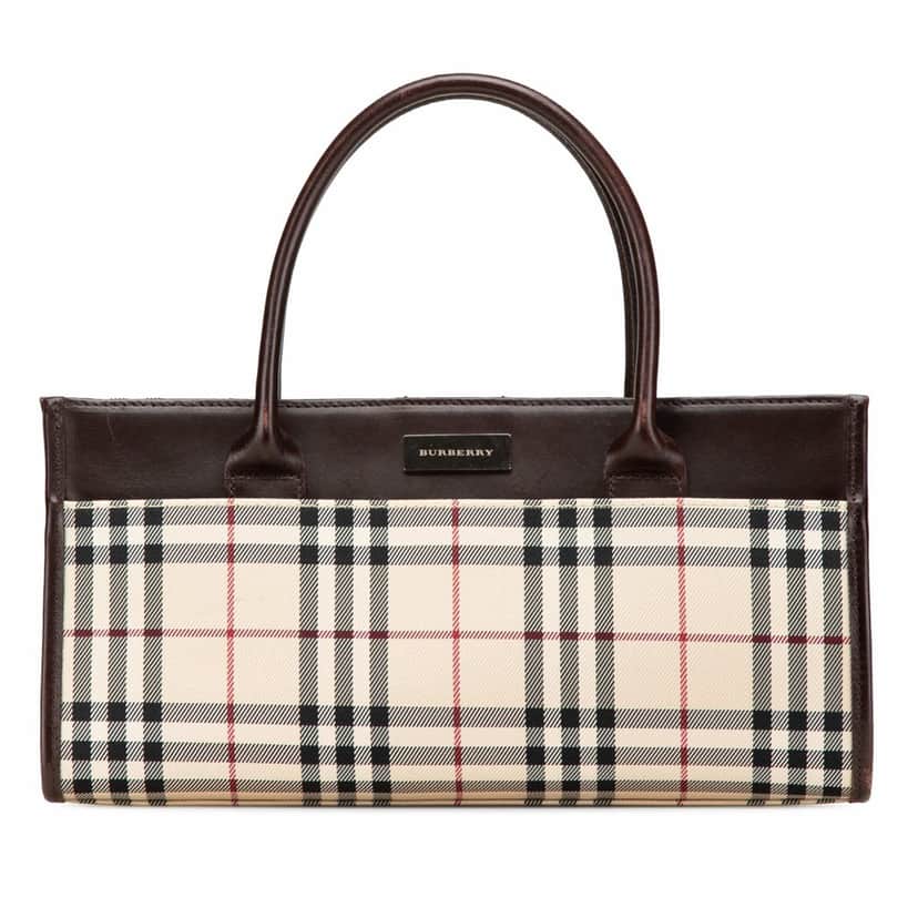 Burberry House Check Canvas Handbag Brown Canvas Good condition - Front View