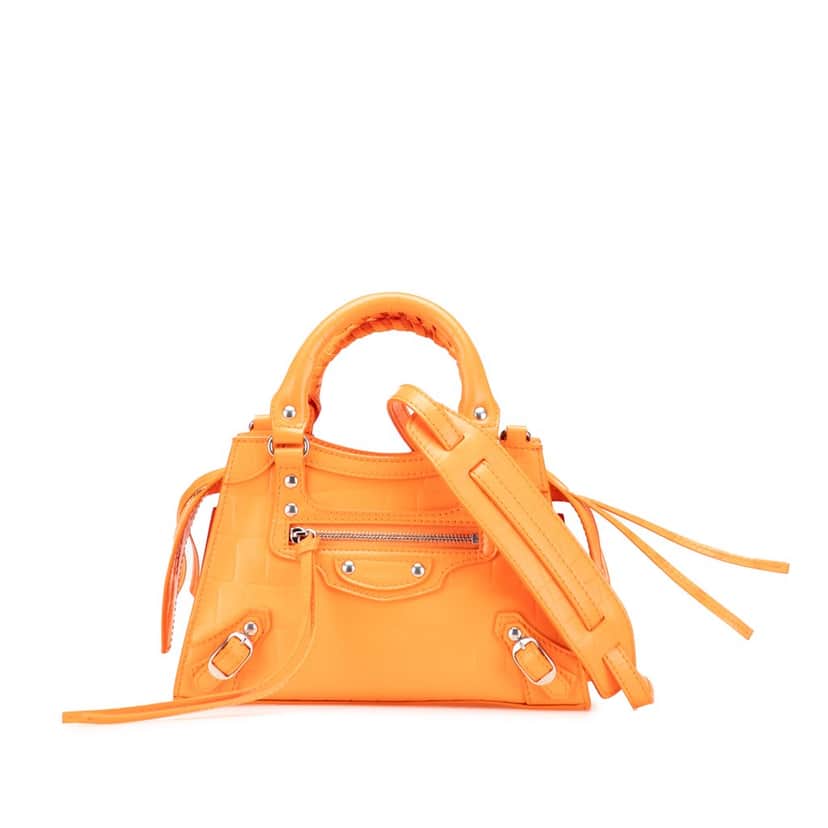 Balenciaga Mini Croc Embossed Calfskin Neo Classic City Orange Leather Good condition - Front View
