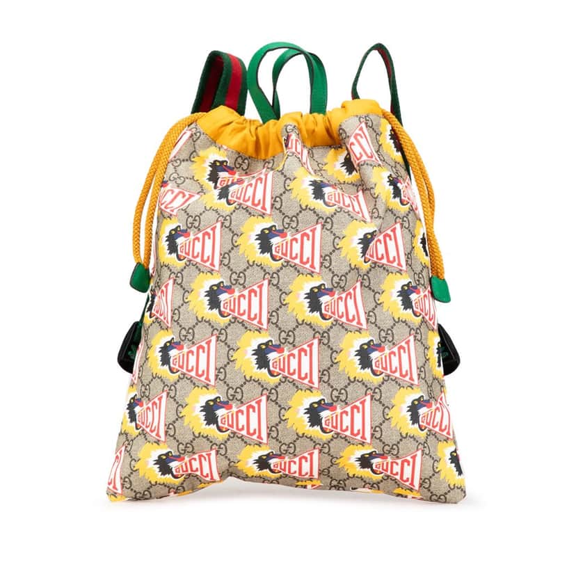Gucci GG Supreme Baboon Children's Backpack Brown Canvas Good condition - Front View