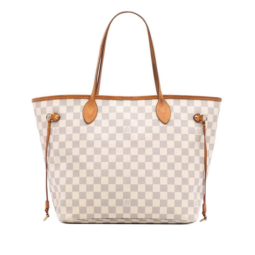 Louis Vuitton Damier Azur Neverfull MM White Canvas Good condition - Front View