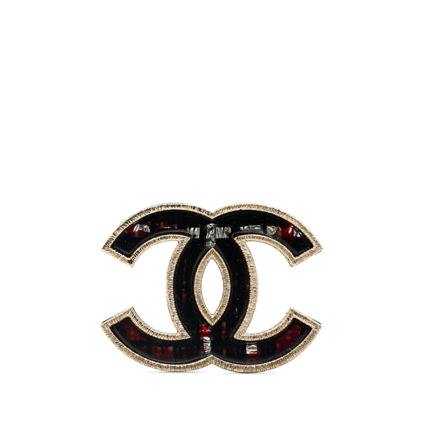 Chanel Gold Plated CC Crystal Brooch Gold Metal Good condition - Front View