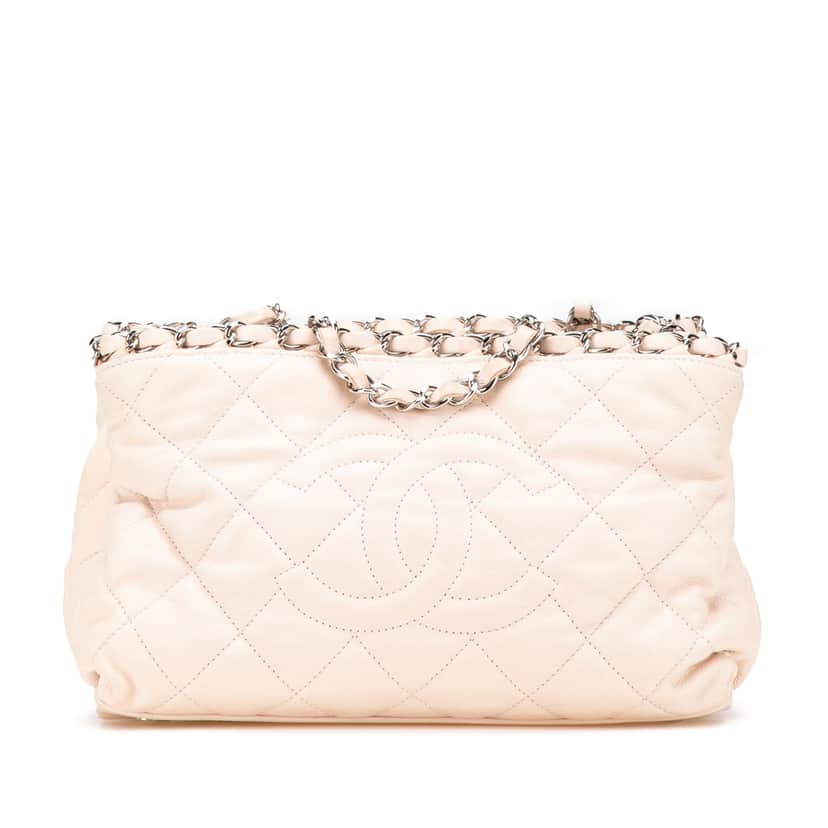 Chanel Mini Quilted Lambskin Chain Me Tote Brown Leather Good condition - Front View