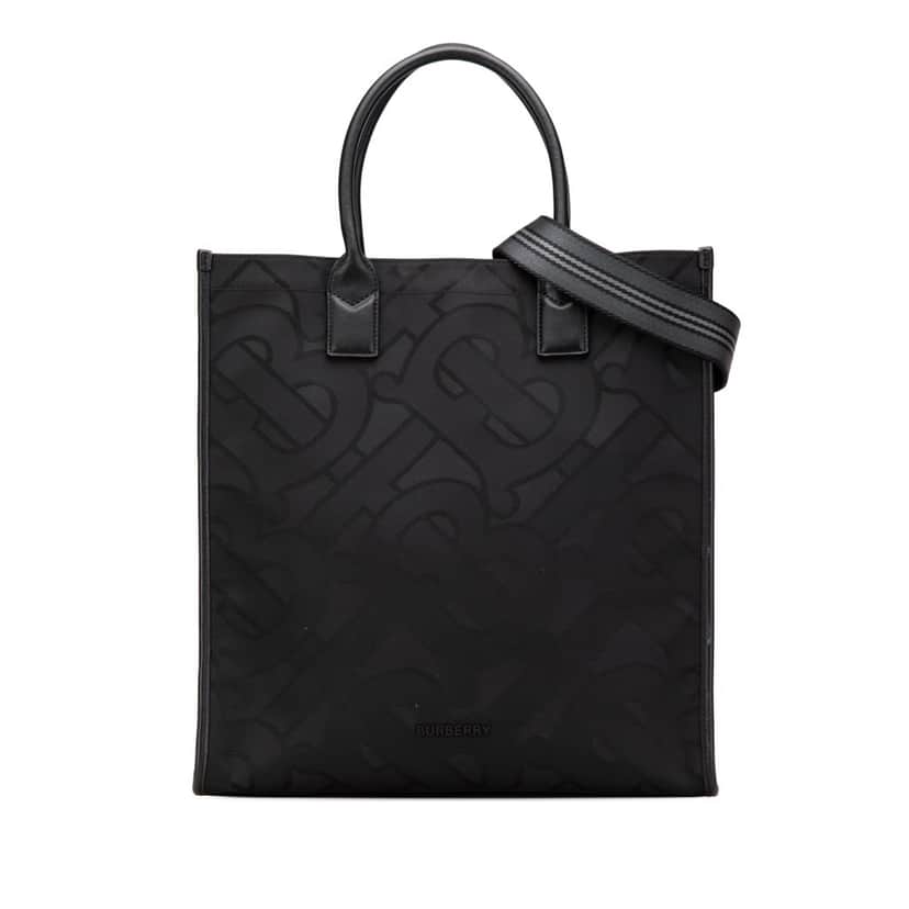 Burberry TB Monogram Canvas Tote Black Canvas Good condition - Front View