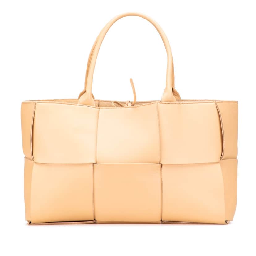 Bottega Veneta Medium Nappa Maxi Intrecciato Arco Tote Brown Leather Good condition - Front View