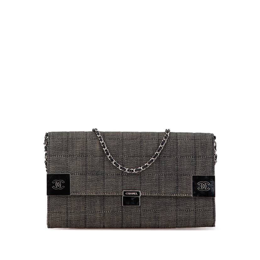Chanel CC Choco Bar Denim Chain Flap Grey Denim Good condition - Front View