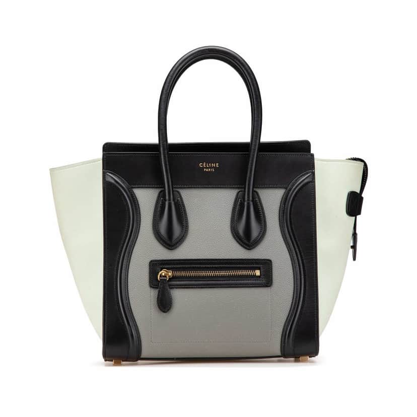 Celine Micro Tricolor Leather Luggage Tote Grey Leather Good condition - Front View