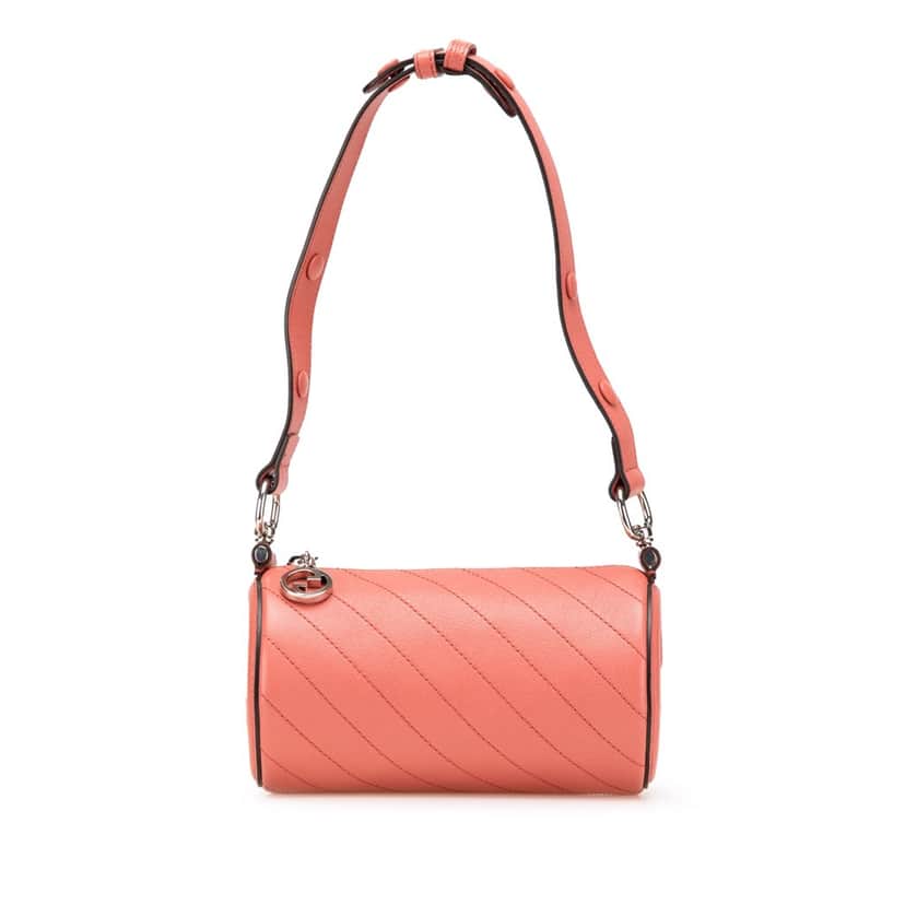 Gucci Mini Leather Blondie Barrel Shoulder Bag Pink Leather Good condition - Front View