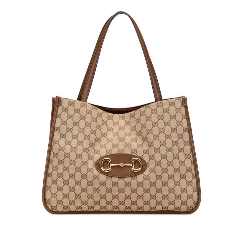 Gucci Medium GG Canvas Horsebit 1955 Tote Brown Canvas Good condition - Front View