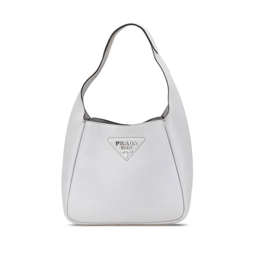 Prada Vitello Daino Dynamique Hobo White Leather Good condition - Front View