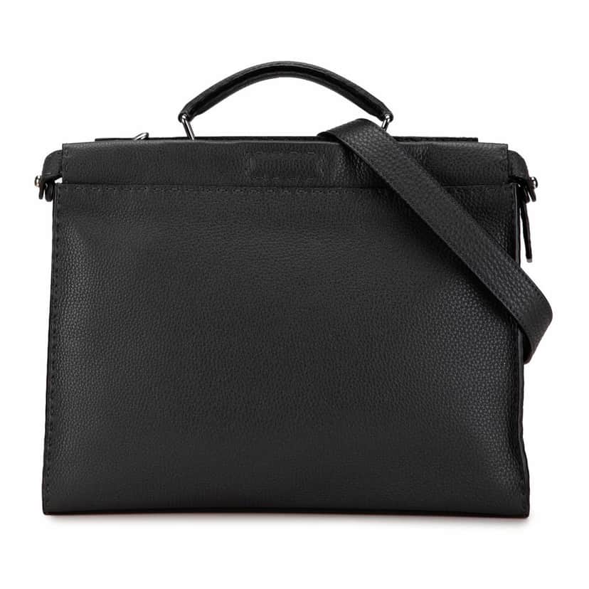 Fendi Large Leather Selleria Peekaboo Iconic Fit Bag Grey Leather Good condition - Front View