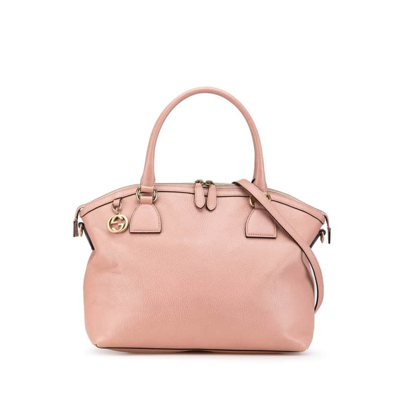 Gucci Medium Leather GG Charm Dome Satchel Pink Leather Good condition - Front View