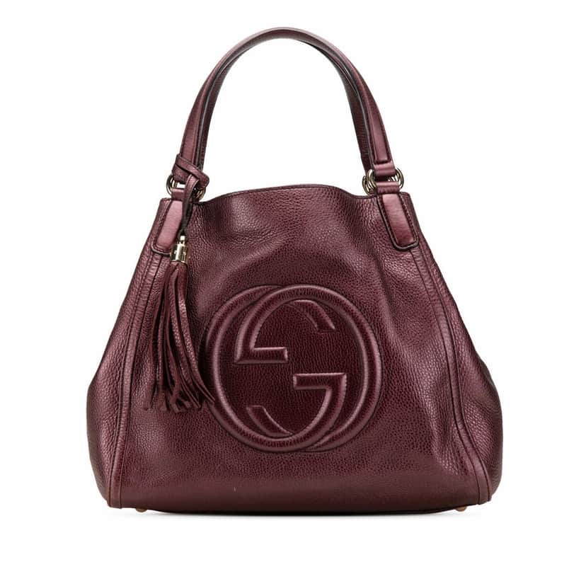 Gucci Medium Leather Soho Cellarius Tote Purple Leather Good condition - Front View