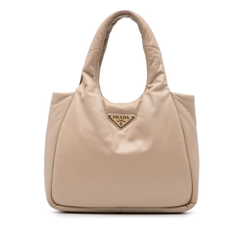 Prada Medium Nappa Soft Padded Double Handled Bag Brown Leather Good condition - Front View