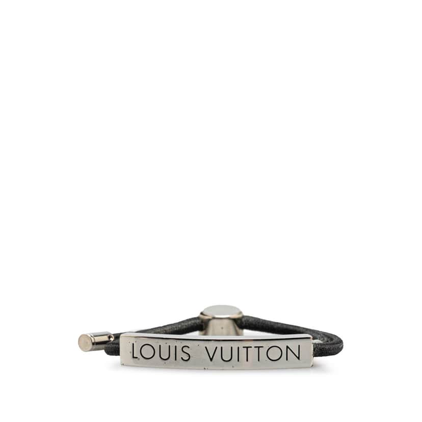Louis Vuitton Stainless Steel and Nylon LV Space Bracelet Black Good condition - Front View
