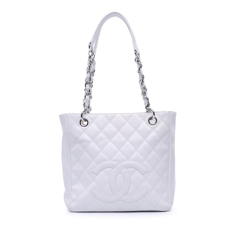 Chanel Caviar Petite Shopping Tote White Leather Good condition - Front View