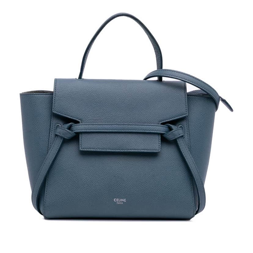 Celine Nano Leather Belt Satchel Blue Leather Good condition - Front View