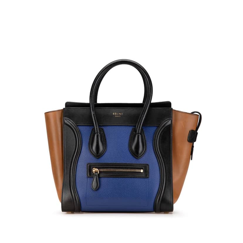 Celine Micro Tricolor Leather Luggage Tote Blue Leather Good condition - Front View
