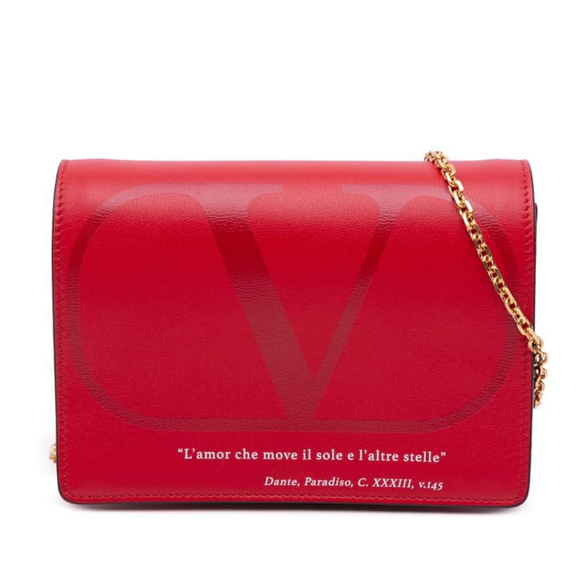 Valentino Leather Love Lab Chain Crossbody Red Leather Good condition - Front View