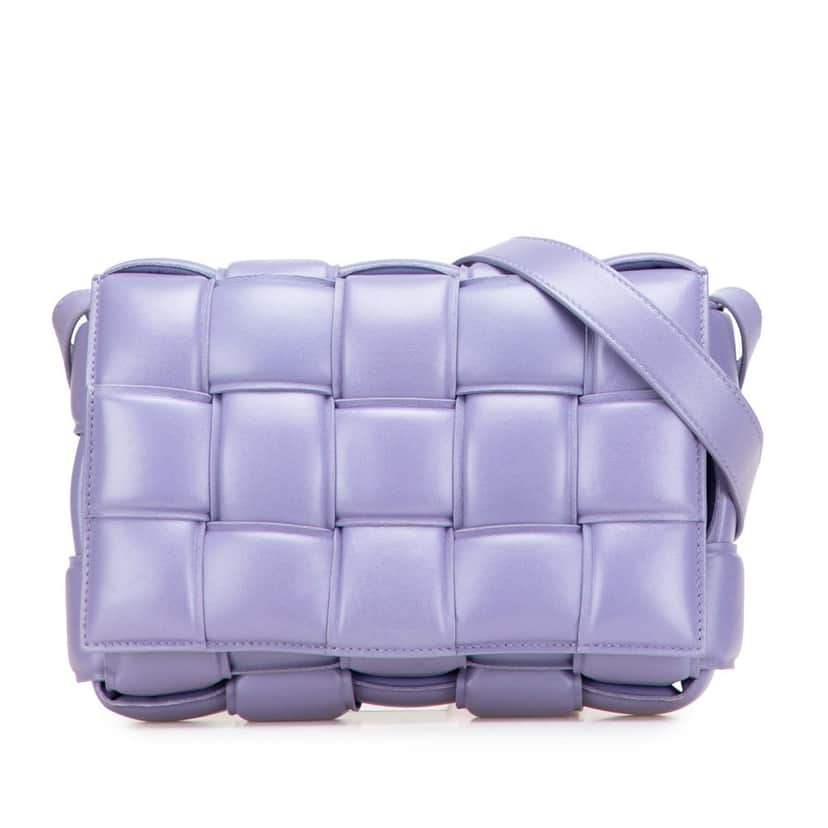 Bottega Veneta Nappa Intrecciato Padded Cassette Crossbody Purple Leather Good condition - Front View