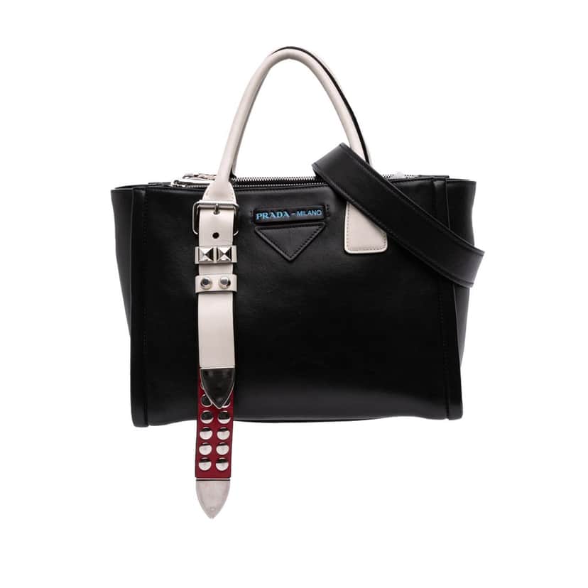 Prada Bicolor Grace Lux Concept Top Handle Bag Black Leather Good condition - Front View
