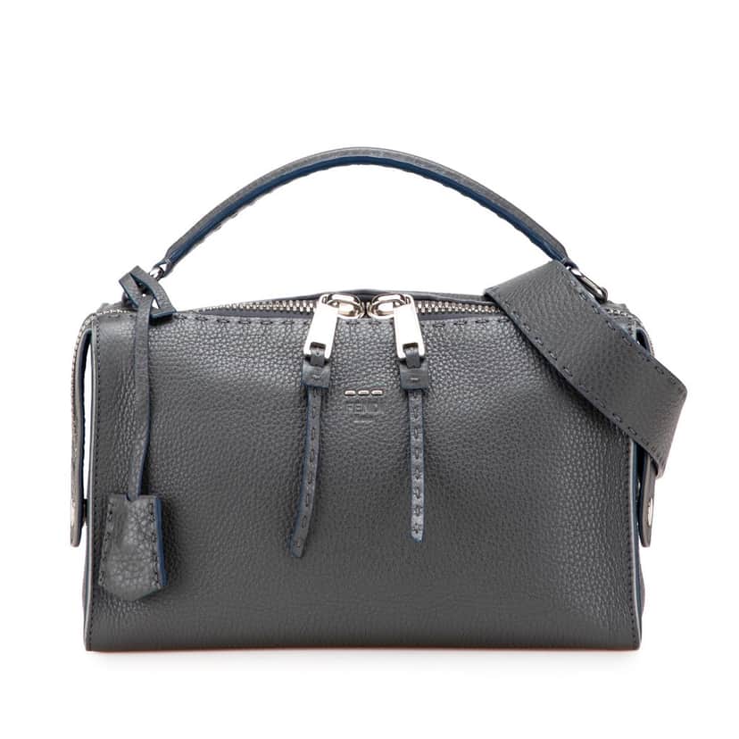Fendi Leather Selleria Lei Satchel Grey Leather Good condition - Front View