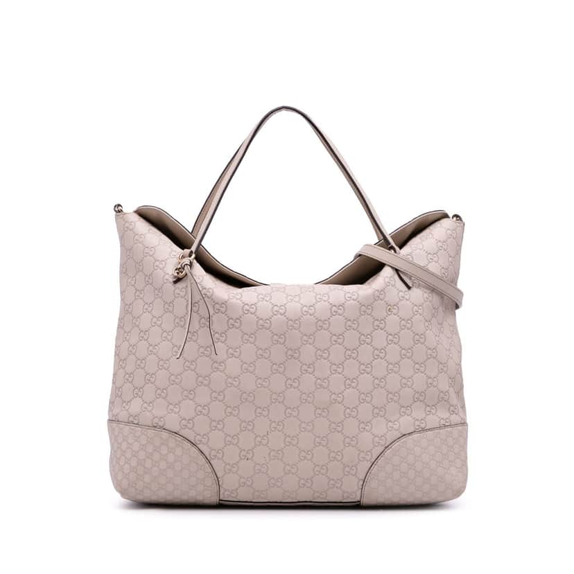 Gucci Large Guccissima Bree Fold Over Tote White Leather Good condition - Front View