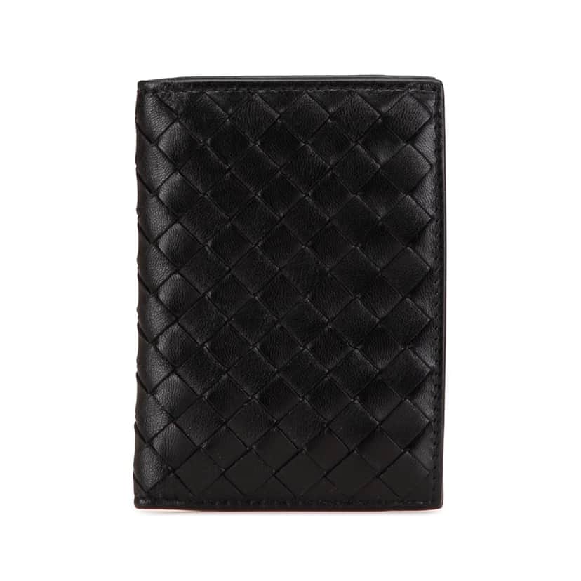 Bottega Veneta Nappa Intrecciato Bifold Card Case Black Leather Good condition - Front View