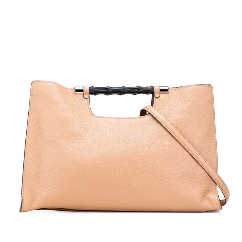 Gucci Medium Calfskin Bamboo Daily Shopper Satchel Brown Leather Good condition - Front View