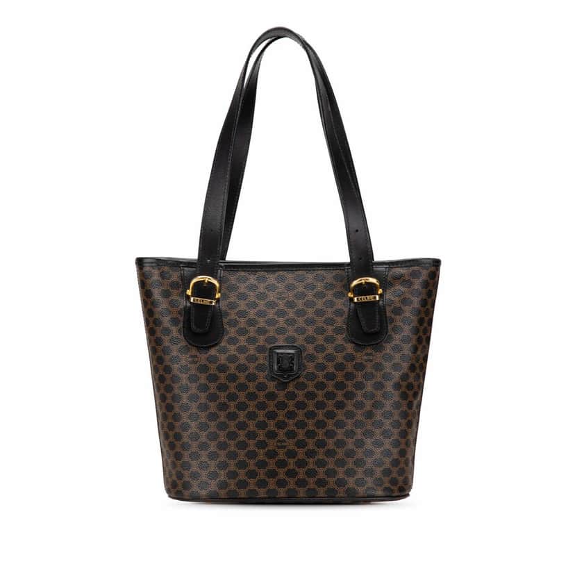 Celine Macadam Coated Canvas Tote Black Canvas Good condition - Front View