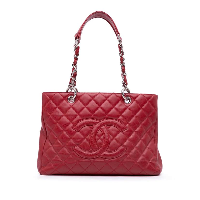 Chanel Caviar Grand Shopping Tote Red Leather Good condition - Front View