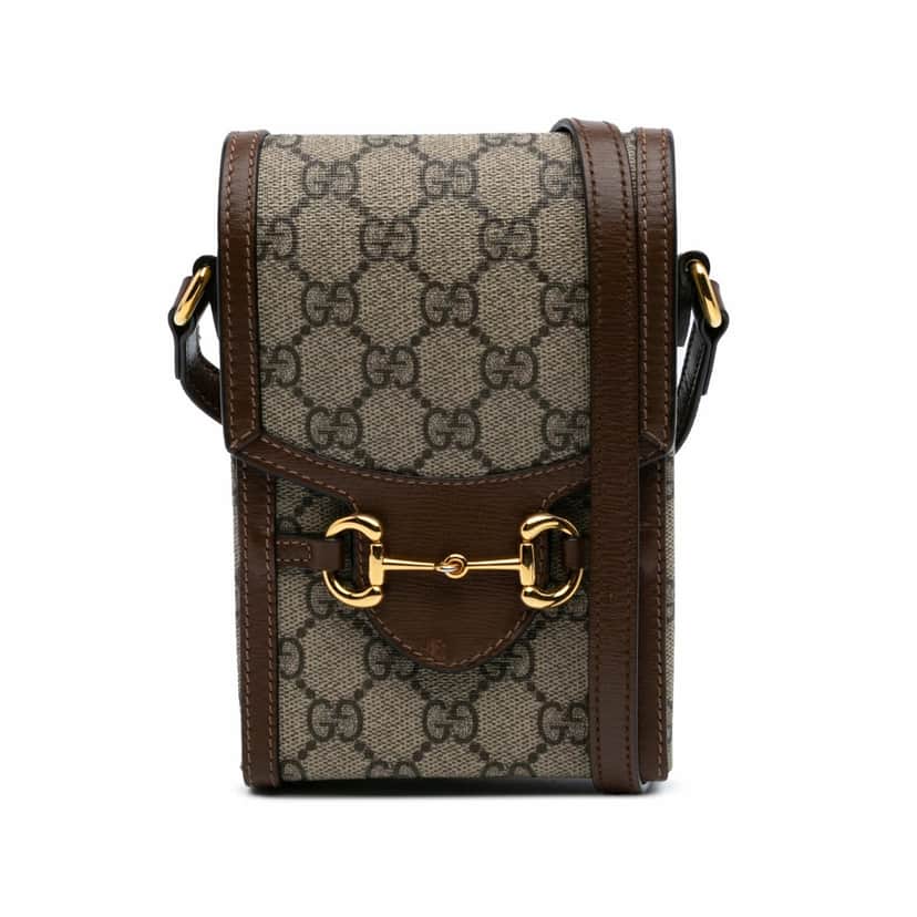 Gucci Mini GG Supreme Horsebit 1955 Crossbody Brown Canvas Good condition - Front View