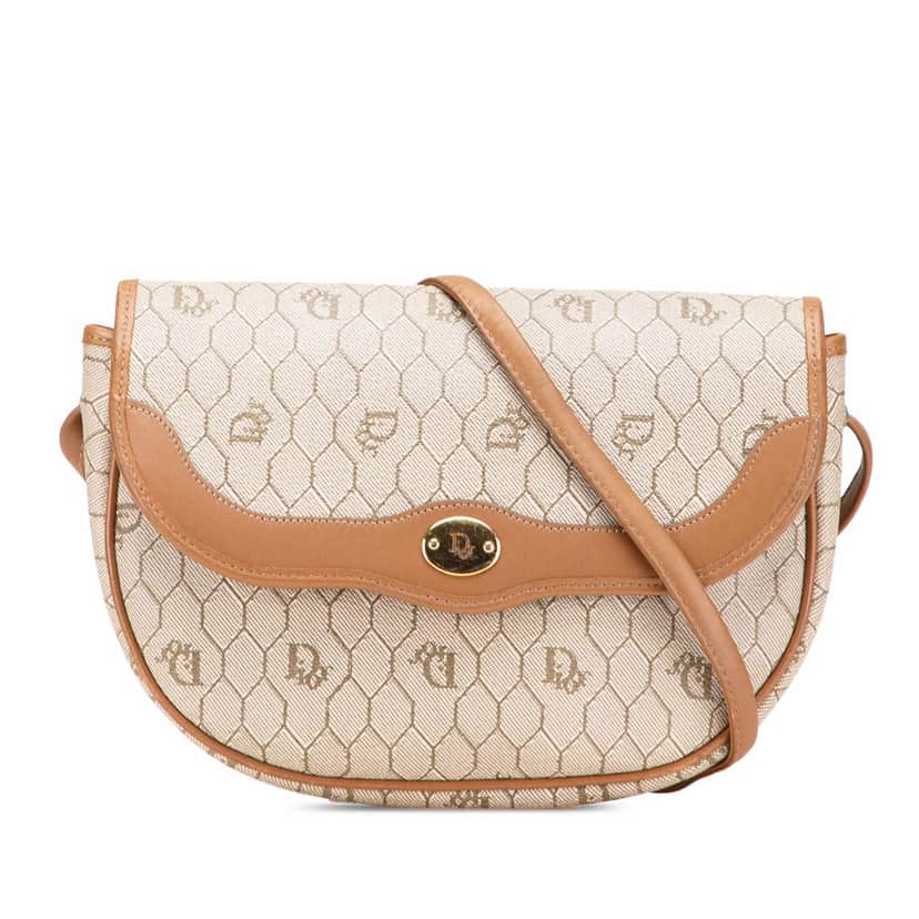 Dior Honeycomb Coated Canvas Crossbody Brown Canvas Good condition - Front View