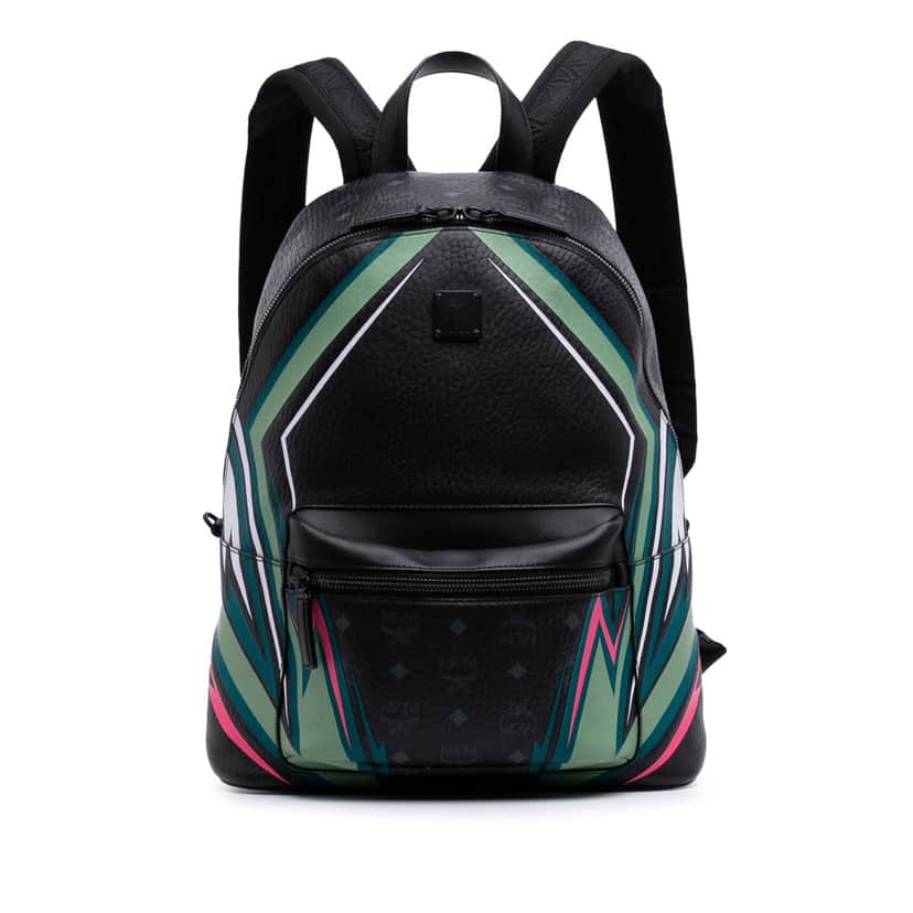 Mcm Medium Visetos Leather Stark MCmotor Backpack Black Canvas Good condition - Front View