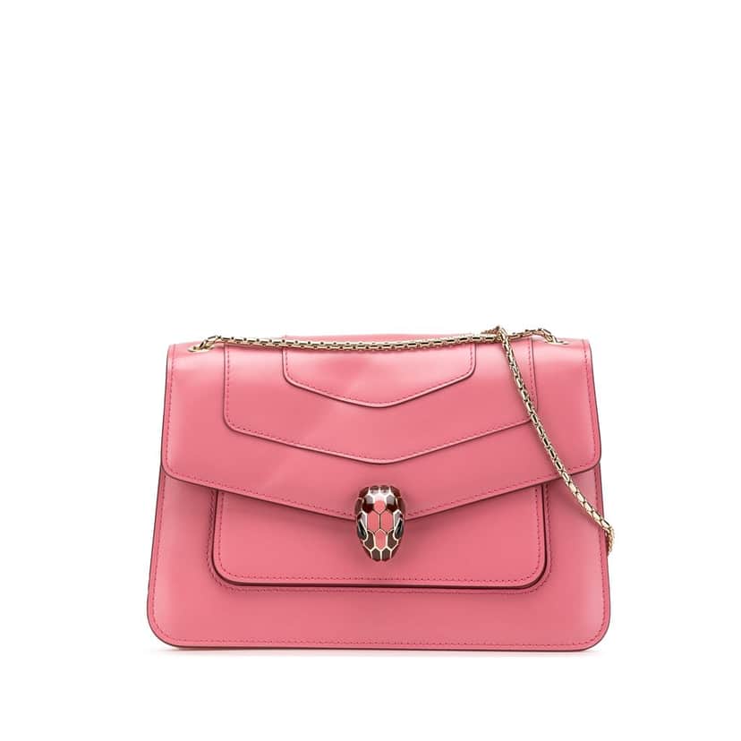 Bvlgari Leather Serpenti Forever Crossbody Pink Leather Good condition - Front View