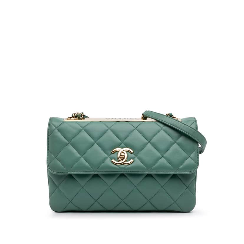 Chanel Quilted Lambskin Trendy CC Flap Green Leather Good condition - Front View