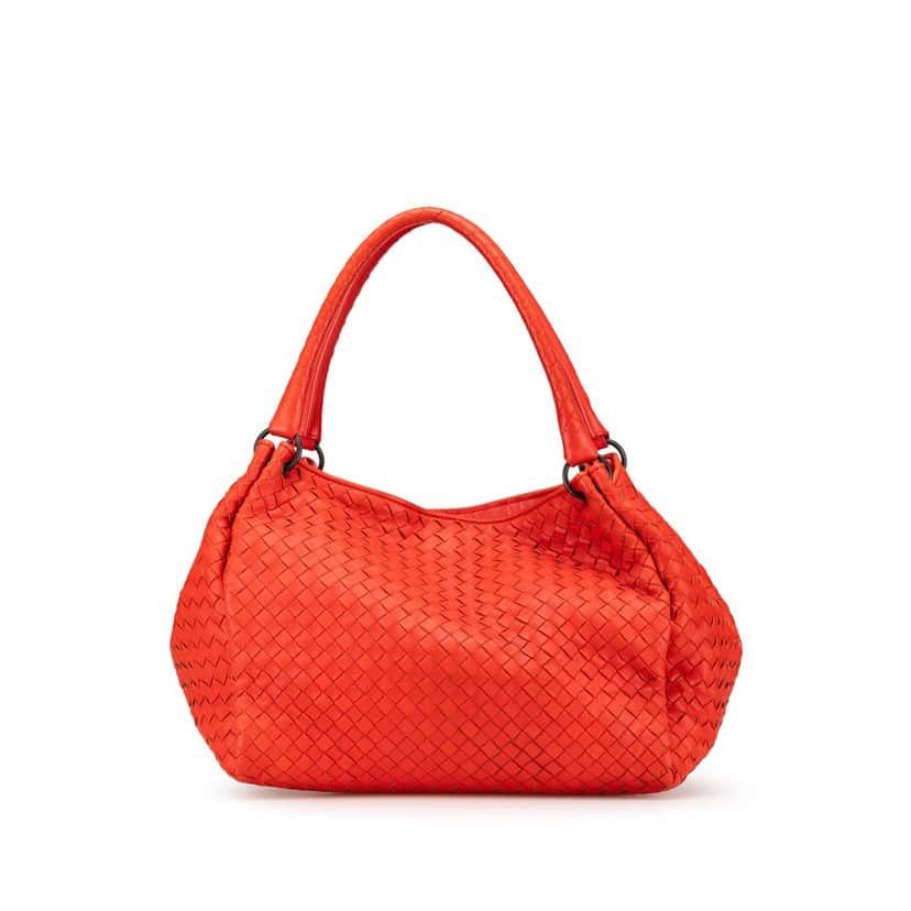 Bottega Veneta Nappa Intrecciato Parachute Tote Red Leather Good condition - Front View