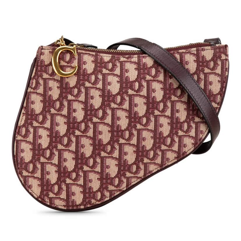 Dior Oblique Canvas Saddle Triple Zip Crossbody Red Canvas Good condition - Front View