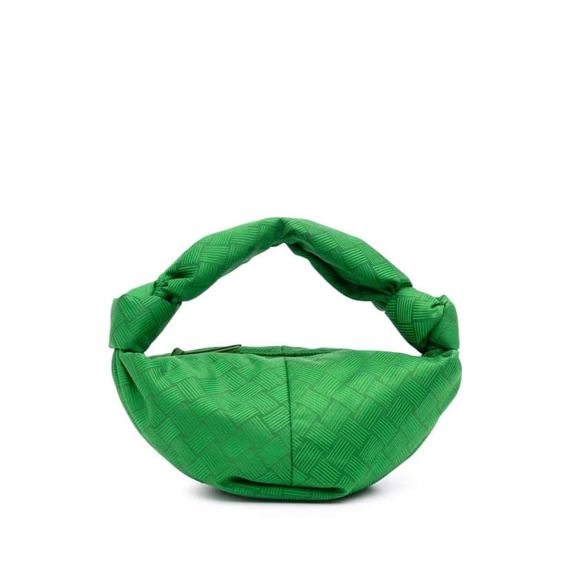 Bottega Veneta Mini Jacquard Intrecciato Double Knot Bag Green Jacquard Good condition - Front View