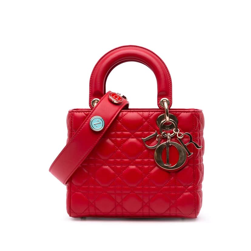 Dior Small Lambskin Cannage My ABCDior Lady Dior Red Leather Good condition - Front View