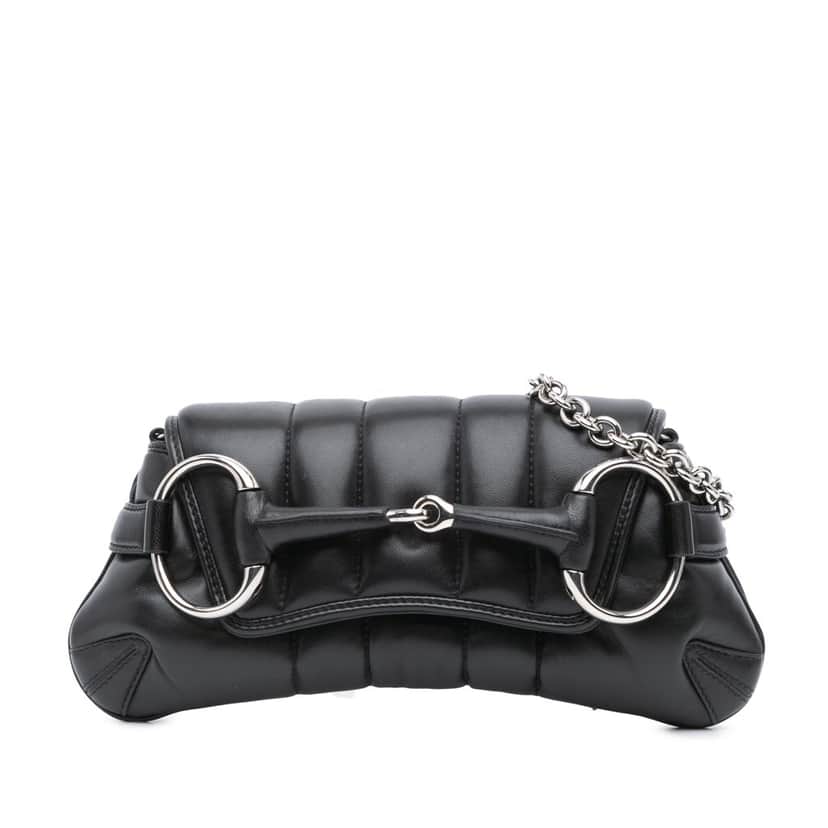 Gucci Small Leather Horsebit Chain Satchel Black Leather Good condition - Front View